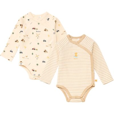 Bornino 2er-Pack Wickelbodys langarm Country Love - natur mehrfarbig - Junge - Size: 50 Bornino 2er-Pack Wickelbodys langarm Country Love - natur mehrfarbig - Junge - Size: 50