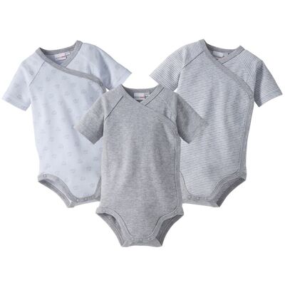 Bornino 3er-Pack Wickelbodys kurzarm - grau - Unisex - Size: 74 Bornino 3er-Pack Wickelbodys kurzarm - grau - Unisex - Size: 74