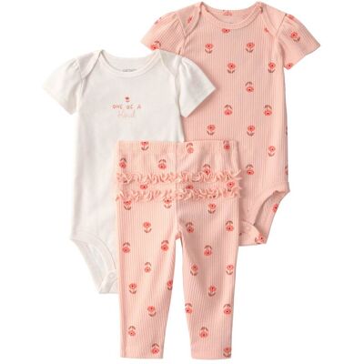 Carter's 3-tlg. Set Bodys kurzarm und Leggings Streublumen Rippqualität - rosa natur - Maedchen - Size: 80 Carter's 3-tlg. Set Bodys kurzarm und Leggings Streublumen Rippqualität - rosa natur - Maedchen - Size: 80