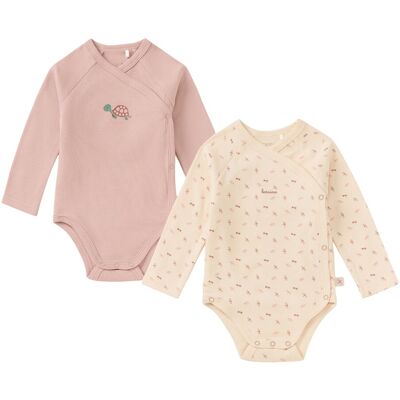 Bornino 2er-Pack Wickelbodys langarm Wild Nature - natur rosa - Maedchen - Size: 74 Bornino 2er-Pack Wickelbodys langarm Wild Nature - natur rosa - Maedchen - Size: 74