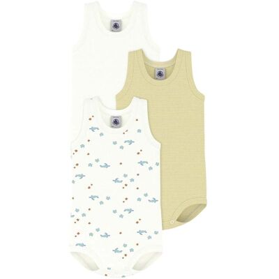 Petit Bateau 3er-Pack Bodys ohne Arm Ringel Schildkröte - natur mehrfarbig - Unisex - Size: 92 Petit Bateau 3er-Pack Bodys ohne Arm Ringel Schildkröte - natur mehrfarbig - Unisex - Size: 92