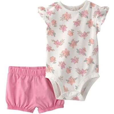 Carter's 2-tlg. Set Body kurzarm und Shorts Blumen - natur rosa - Maedchen - Size: 86 Carter's 2-tlg. Set Body kurzarm und Shorts Blumen - natur rosa - Maedchen - Size: 86