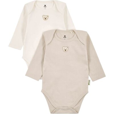 Steiff 2er-Pack Bodys langarm Bär - beige natur - Unisex - Size: 86 Steiff 2er-Pack Bodys langarm Bär - beige natur - Unisex - Size: 86