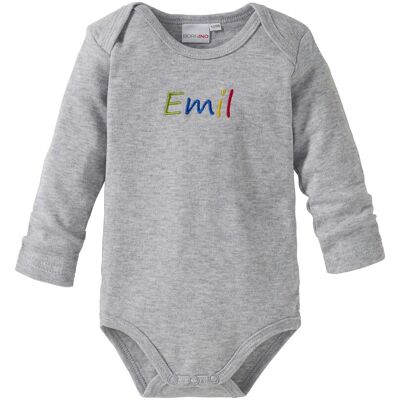 Bornino Body langarm personalisiert mit Namen - grau - Unisex - Size: 62 Bornino Body langarm personalisiert mit Namen - grau - Unisex - Size: 62