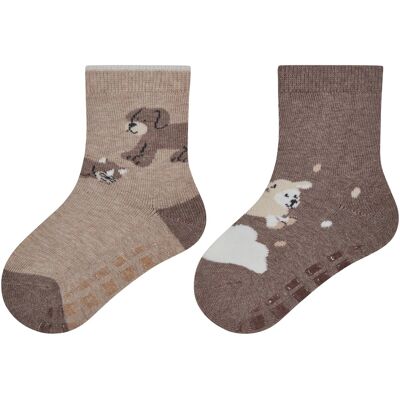 Sterntaler 2er-Pack ABS-Socken Tiere - braun beige - Unisex - Size: 23 Sterntaler 2er-Pack ABS-Socken Tiere - braun beige - Unisex - Size: 23