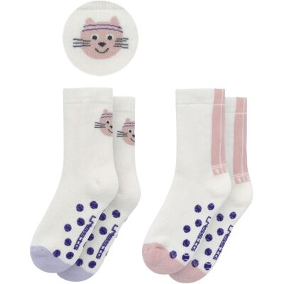 Lässig 2er-Pack ABS Socken Katze Streifen - natur rosa - Maedchen - Size: 23 Lässig 2er-Pack ABS Socken Katze Streifen - natur rosa - Maedchen - Size: 23
