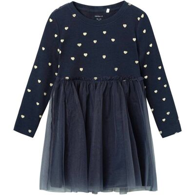 name it Kleid langarm mit Tüllrock Herzen - blau - Maedchen - Size: 98 name it Kleid langarm mit Tüllrock Herzen - blau - Maedchen - Size: 98