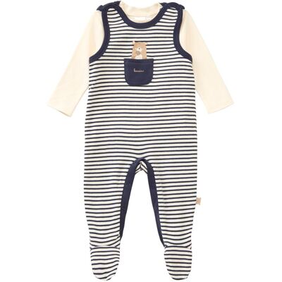 Bornino Strampler-Set 2-tlg. mit Shirt Ringel - blau natur - Unisex - Size: 50 Bornino Strampler-Set 2-tlg. mit Shirt Ringel - blau natur - Unisex - Size: 50