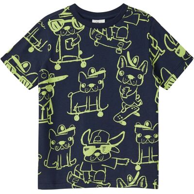 s.Oliver T-Shirt Hunde Skateboards - blau gruen - Junge - Size: 104 s.Oliver T-Shirt Hunde Skateboards - blau gruen - Junge - Size: 104