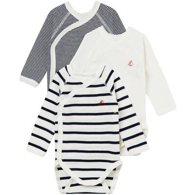 Petit Bateau 3er-Pack Wickelbodys langarm Uni Ringel Streifen - mehrfarbig - Unisex - Size: 50 Petit Bateau 3er-Pack Wickelbodys langarm Uni Ringel Streifen - mehrfarbig - Unisex - Size: 50