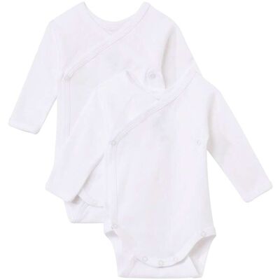 Petit Bateau 2er-Pack Wickelbodys langarm - weiss - Unisex - Size: 74 Petit Bateau 2er-Pack Wickelbodys langarm - weiss - Unisex - Size: 74