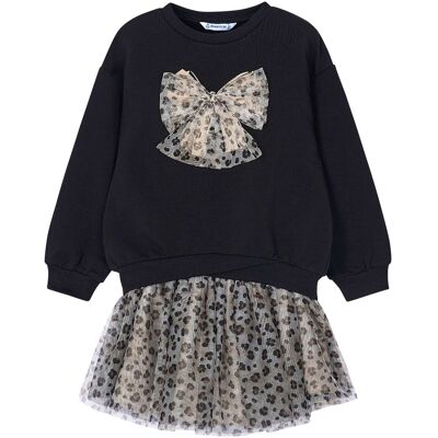 Mayoral 2-tlg. Set Sweatshirt und Tüllrock Leoprint - schwarz braun - Maedchen - Size: 92 Mayoral 2-tlg. Set Sweatshirt und Tüllrock Leoprint - schwarz braun - Maedchen - Size: 92