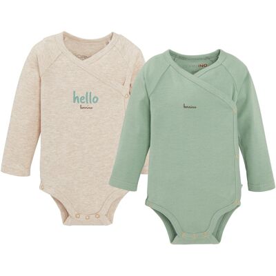 Bornino 2er-Pack Wickelbodys langarm Hello - mehrfarbig - Unisex - Size: 62 Bornino 2er-Pack Wickelbodys langarm Hello - mehrfarbig - Unisex - Size: 62