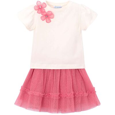 Mayoral 2-tlg. Set T-Shirt und Tüllrock Blumen - natur rosa - Maedchen - Size: 116 Mayoral 2-tlg. Set T-Shirt und Tüllrock Blumen - natur rosa - Maedchen - Size: 116