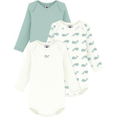 Petit Bateau 3er-Pack Bodys langarm Wale - natur gruen - Unisex - Size: 74 Petit Bateau 3er-Pack Bodys langarm Wale - natur gruen - Unisex - Size: 74