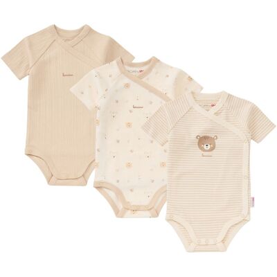 Bornino 3er-Pack Wickelbody kurzarm Ringel Bär - beige - Unisex - Size: 50 Bornino 3er-Pack Wickelbody kurzarm Ringel Bär - beige - Unisex - Size: 50