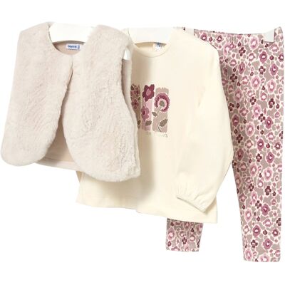 Mayoral 3-tlg. Set Shirt langarm, Plüschweste und Leggings Blumen - natur mehrfarbig - Maedchen - Size: 92 Mayoral 3-tlg. Set Shirt langarm, Plüschweste und Leggings Blumen - natur mehrfarbig - Maedchen - Size: 92