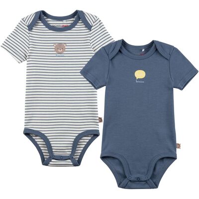 Bornino 2er-Pack Bodys kurzarm Ringel Bär - blau natur mehrfarbig - Junge - Size: 50 Bornino 2er-Pack Bodys kurzarm Ringel Bär - blau natur mehrfarbig - Junge - Size: 50