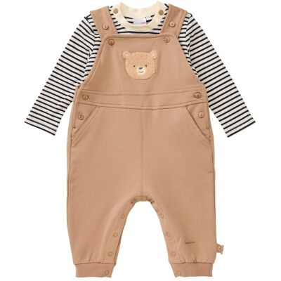 Bornino 2-tlg. Set Latzhose mit Shirt Ringel Bär - braun blau - Unisex - Size: 62 Bornino 2-tlg. Set Latzhose mit Shirt Ringel Bär - braun blau - Unisex - Size: 62