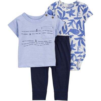 Carter's 3-tlg. Set Body kurzarm, T-Shirt und Jogginghose Meer - blau - Junge - Size: 68 Carter's 3-tlg. Set Body kurzarm, T-Shirt und Jogginghose Meer - blau - Junge - Size: 68