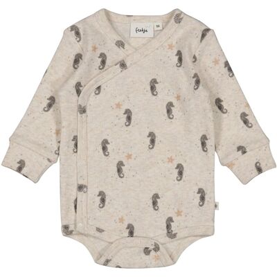 Feetje Wickelbody langarm Seepferdchen Rippqualität - beige grau - Unisex - Size: 50 Feetje Wickelbody langarm Seepferdchen Rippqualität - beige grau - Unisex - Size: 50