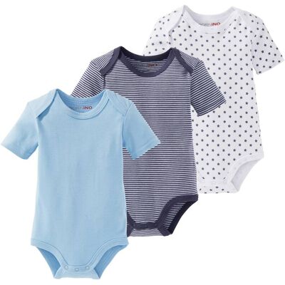 Bornino 3er-Pack Bodys kurzarm - blau - Junge - Size: 74 Bornino 3er-Pack Bodys kurzarm - blau - Junge - Size: 74