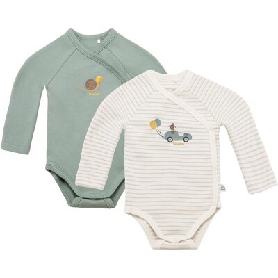Bornino 2er-Pack Wickelbodys langarm Ringel Bär - natur - Junge - Size: 74 Bornino 2er-Pack Wickelbodys langarm Ringel Bär - natur - Junge - Size: 74