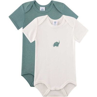 Sanetta 2er-Pack Bodys kurzarm Elefant - gruen natur - Junge - Size: 56 Sanetta 2er-Pack Bodys kurzarm Elefant - gruen natur - Junge - Size: 56