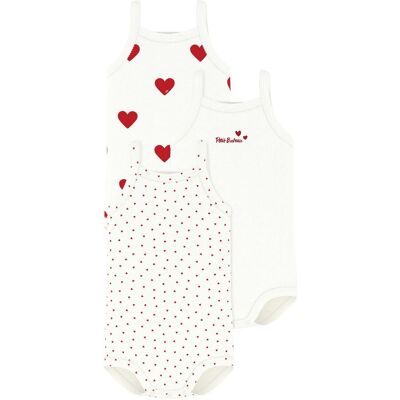 Petit Bateau 3er-Pack Bodys ohne Arm Herzen - weiss mehrfarbig - Maedchen - Size: 74 Petit Bateau 3er-Pack Bodys ohne Arm Herzen - weiss mehrfarbig - Maedchen - Size: 74