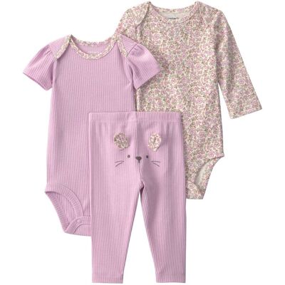 Carter's 3-tlg. Set Body kurzarm, Body langarm und Leggings Blumen Rippqualität - lila - Maedchen - Size: 62 Carter's 3-tlg. Set Body kurzarm, Body langarm und Leggings Blumen Rippqualität - lila - Maedchen - Size: 62