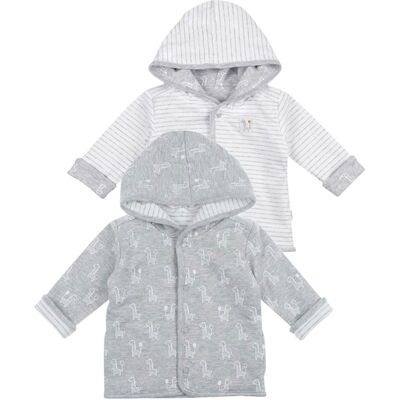 Feetje Wendejacke mit Kapuze Giraffen Ringel - grau - Unisex - Size: 50 Feetje Wendejacke mit Kapuze Giraffen Ringel - grau - Unisex - Size: 50