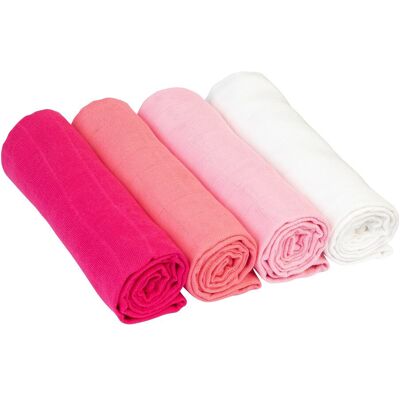 Bornino 4er-Pack Mullwindeln 80x80 cm - pink - Maedchen Bornino 4er-Pack Mullwindeln 80x80 cm - pink - Maedchen