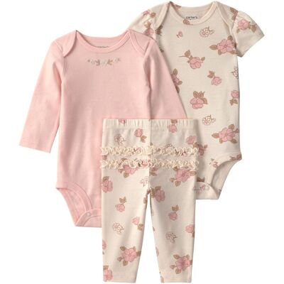 Carter's 3-tlg. Set Body kurzarm, Body langarm und Leggings Blumen Rüschen - natur mehrfarbig - Maedchen - Size: 86 Carter's 3-tlg. Set Body kurzarm, Body langarm und Leggings Blumen Rüschen - natur mehrfarbig - Maedchen - Size: 86