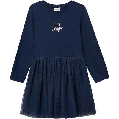 s.Oliver Kleid langarm mit Tüllrock Leoprint - blau - Maedchen - Size: 98 s.Oliver Kleid langarm mit Tüllrock Leoprint - blau - Maedchen - Size: 98
