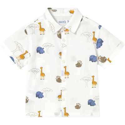 Mayoral Hemd kurzarm Safari-Tiere Leinenoptik - natur mehrfarbig - Junge - Size: 74 Mayoral Hemd kurzarm Safari-Tiere Leinenoptik - natur mehrfarbig - Junge - Size: 74