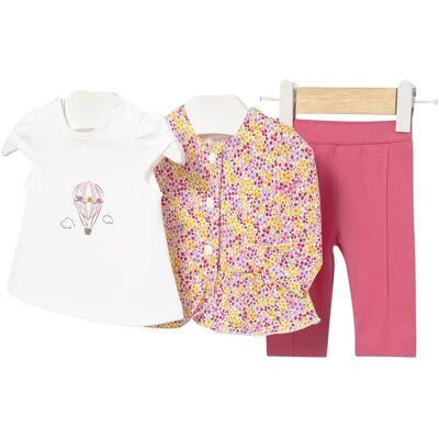 Mayoral 3-tlg. Set T-Shirt, Jacke und Leggings Blumen - pink mehrfarbig - Maedchen - Size: 74 Mayoral 3-tlg. Set T-Shirt, Jacke und Leggings Blumen - pink mehrfarbig - Maedchen - Size: 74