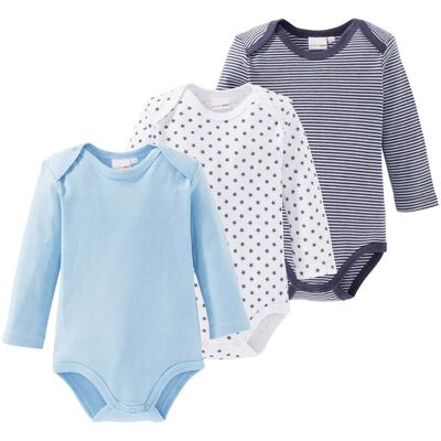 Bornino 3er-Pack Bodys langarm - blau - Junge - Size: 74 Bornino 3er-Pack Bodys langarm - blau - Junge - Size: 74