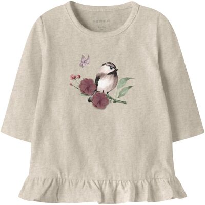 name it Shirt langarm Vogel Tüllblumen Rüschen - beige - Maedchen - Size: 74 name it Shirt langarm Vogel Tüllblumen Rüschen - beige - Maedchen - Size: 74