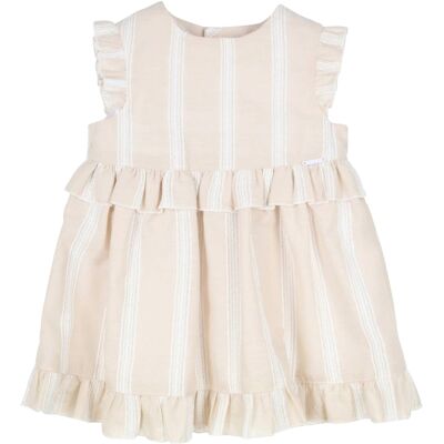 Gymp Webkleid Flügelarm Streifen Rüschen - beige - Maedchen - Size: 86 Gymp Webkleid Flügelarm Streifen Rüschen - beige - Maedchen - Size: 86