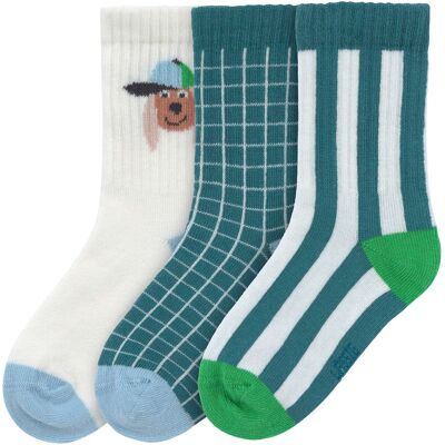 Lässig 3er-Pack Socken Hund Streifen - tuerkis mehrfarbig - Junge - Size: 23 Lässig 3er-Pack Socken Hund Streifen - tuerkis mehrfarbig - Junge - Size: 23