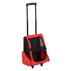 PawHut Hundetrolley Tragetasche Transporttasche  für Tiere Trolley 2-in-1 mit Tür und Fenster atmungsaktiv Rot 42 x 25 x 55 cm