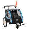 HOMCOM Fahrradanhänger Kinderanhänger Kinderwagen Buggy 2 in 1 360°Drehbar Stahl Oxford Blau+Schwarz