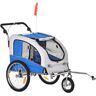 PawHut 2 in 1 Hundeanhänger Jogger Fahrradanhänger Hunde Hunde-Fahrradanhänger Blau+Grau 155 x 83 x 108 cm