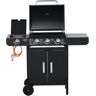 Outsunny Gasgrill BBQ Grillwagen mit 3 Brennern 1 Seitenbrenner Druckminderer Schläuche Schrank Multifunktion Stahl Schwarz 110 x 50 x 100 cm