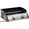 Outsunny Tischgrill Gasgrill BBQ mit 2 Brennern, Tischgasgrill mit Schlauch, Antihaft-Grillplatte, Campinggrill, Edelstahl+Metall, Silber