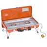 Outsunny Gasgrill  Tischgrill BBQ mit 2 Brennern, Klappbar, Schlauch, Regler, Edelstahl+Metall, Orange, 46,5x33,5x17,4cm  Aosom.de