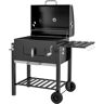 Outsunny Grillwagen Holzkohlegrill Grill BBQ Standgrill Holzkohle Kohlegrill Gartengrill, Edelstahl Schwarz 113 x 65 x 108 cm