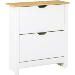 HOMCOM Schuhschrank Schuhkipper Schuhregal 2 Klappen für 12 Paar Schuhe platzsparend Schuhständer für Flur und Eingangsbereich Spanplatte Weiß+Natur 72 x 26 x 80 cm HOMCOM Schuhschrank Schuhkipper Schuhregal 2 Klappen für 12 Paar Schuhe platzsparend Schuhständer für Flur und Eingangsbereich Spanplatte Weiß+Natur 72 x 26 x 80 cm