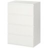 HOMCOM Kommode Schubladenschrank Sideboard mit 4 Schubladen, Büroschrank  mit kippsicheren Zuglaschen, Weiß, 55 x 33 x 80 cm