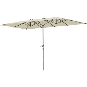 Outsunny Doppelsonnenschirm mit Kurbel 451 x 264 cm, UV Schutz 50+ Sonnenschirm, windfest Gartenschirm Balkonschirm Aluminium Marktschirm Sonnenschutz für Balkon Terrasse Garten Cremeweiß Outsunny Doppelsonnenschirm mit Kurbel 451 x 264 cm, UV Schutz 50+ Sonnenschirm, windfest Gartenschirm Balkonschirm Aluminium Marktschirm Sonnenschutz für Balkon Terrasse Garten Cremeweiß